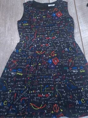 L.A. Soul women’s Black Math Print Fit-and-Flare sleeveless Dress size medium